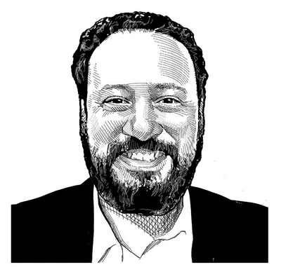 Retrato de Lucas Nazário em bico de pena, ilustração publicada pelo Brazil Journal